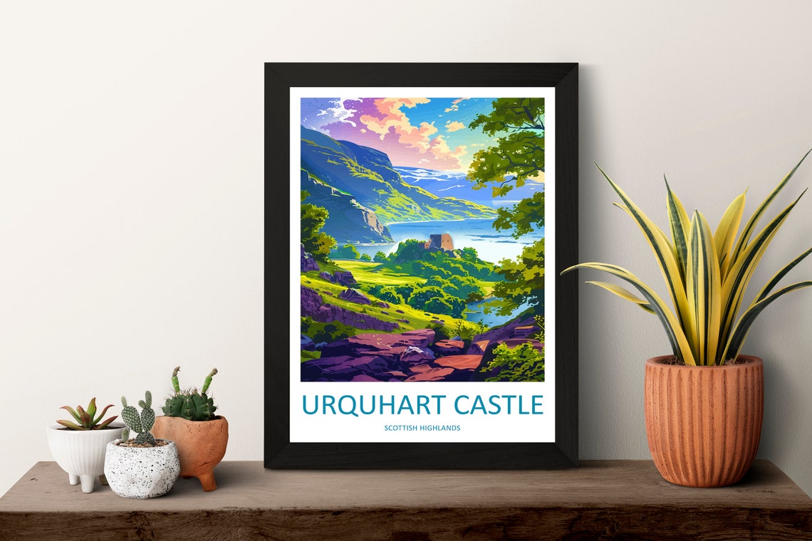 Urquhart Castle Scottish Highlands Loch Ness Hillside Poster - Image 3