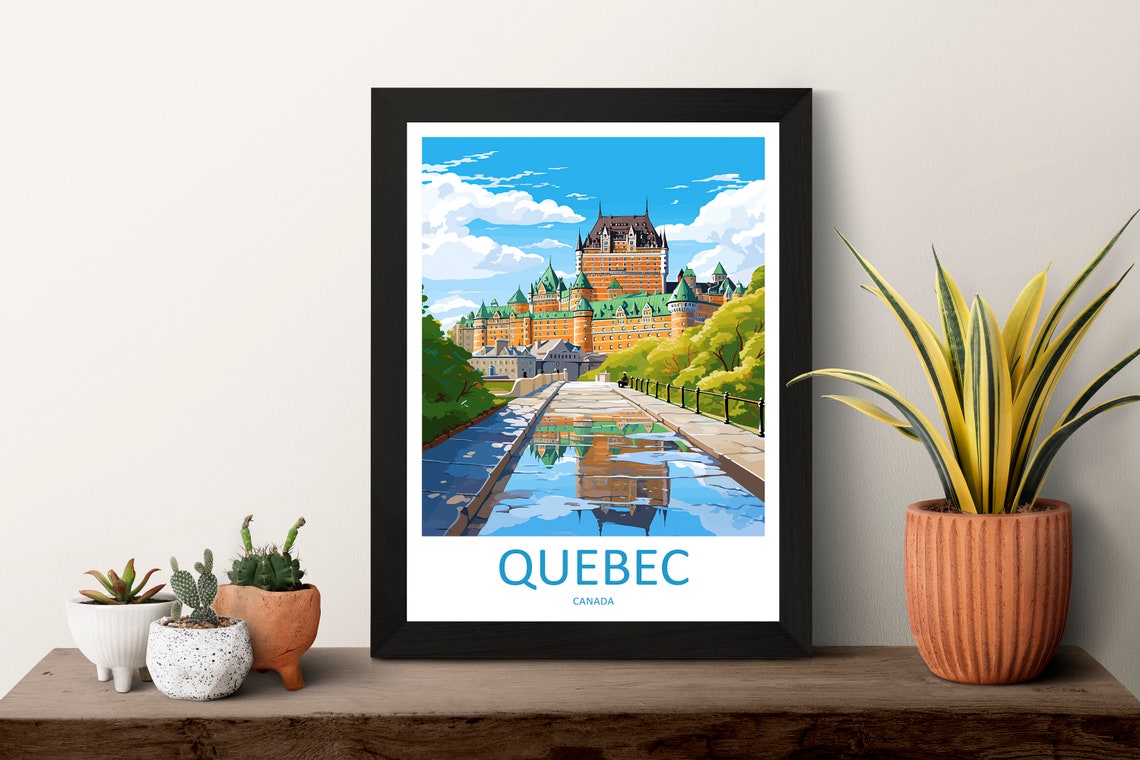 Quebec Canada Chateau Frontenac Grand Hotel Reflection Travel Poster - Image 3