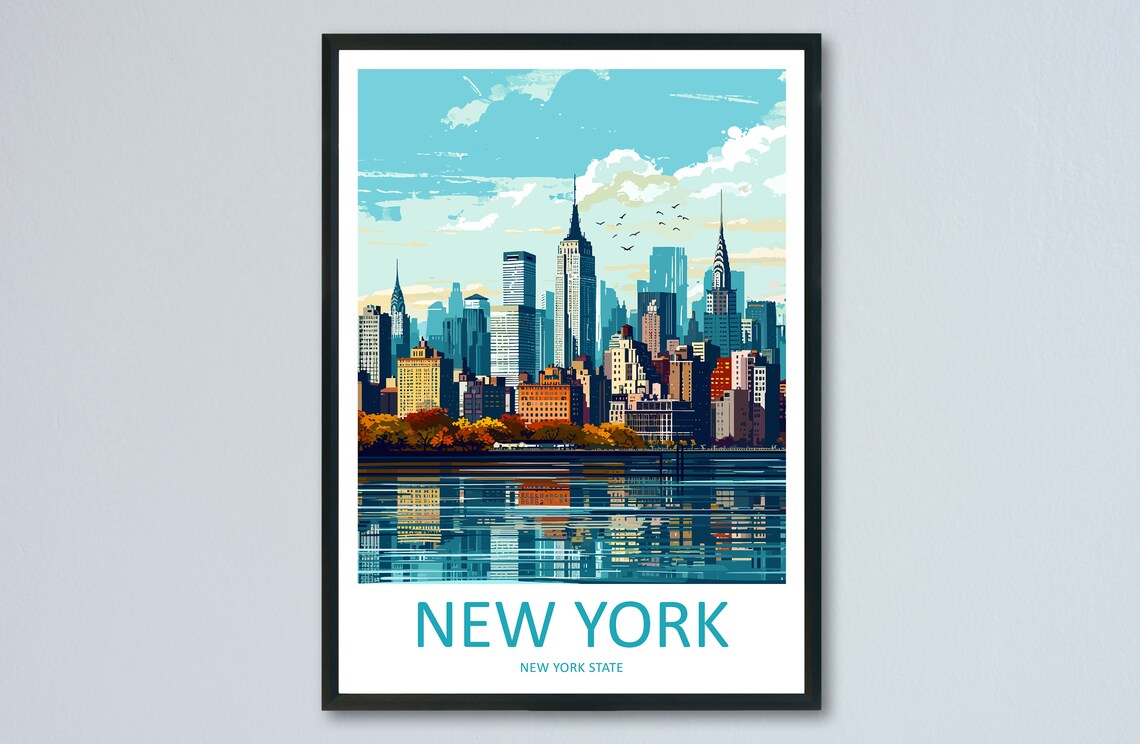 New York Travel Print, USA Wall Art for Home