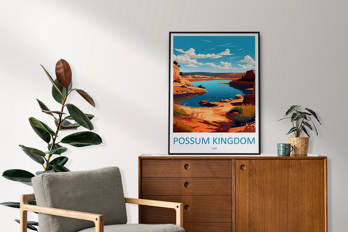 Possum Kingdom Lake Travel Poster, Texas Wall Art - Image 2
