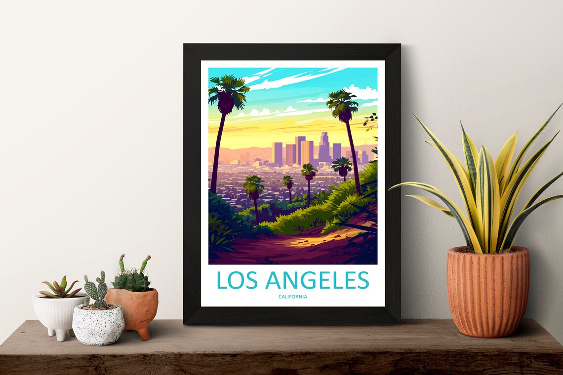 Los Angeles Travel Print Wall Art Los Angeles Wall Hanging Home Dcor Los Angeles Gift Art Lovers California Art Lover Gift Los Angeles Deco - Image 3