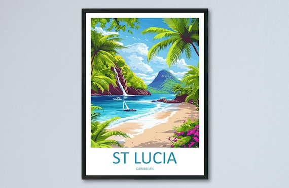 Saint Lucia Travel Print Wall Art Hanging Home Dcor Gift Lovers Caribbean Poster