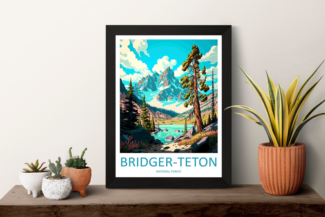 Bridger-Teton National Forest Alpine Lake Snowy Peak Scenic Poster - Image 3