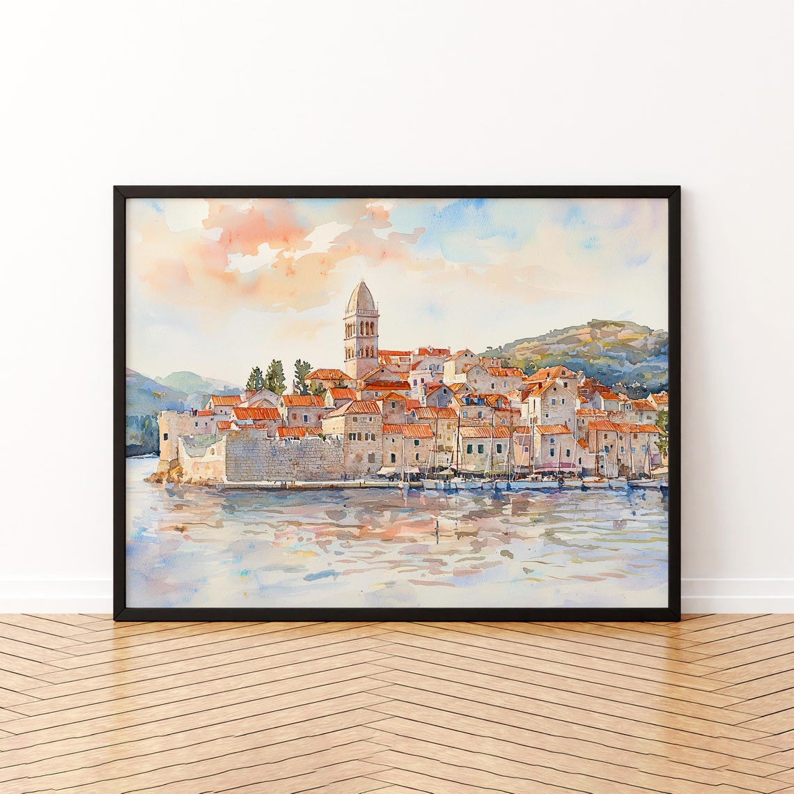 Korula Watercolor Poster Wall Art Hanging Home Dcor Gift Lovers Croatia
