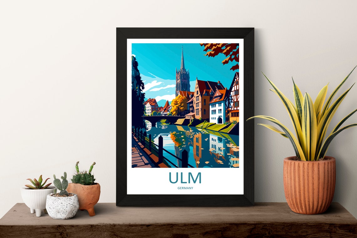 Ulm Minster Spire Riverside Half Timbered Old Town Germany Poster - Image 3