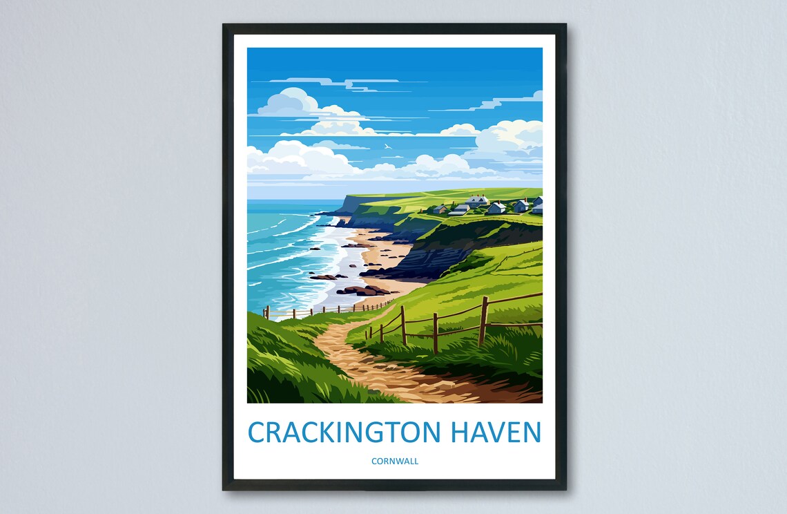 Crackington Haven Travel Poster, Cornwall Wall Art