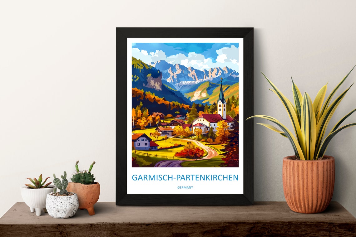Garmisch-Partenkirchen Bavarian Alps Village Autumn Travel Poster - Image 3