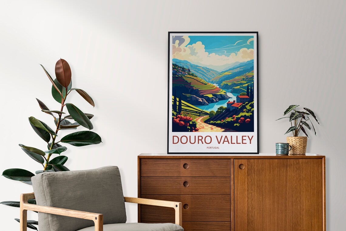 Douro Valley Travel Poster, Portugal Landscape - Image 2