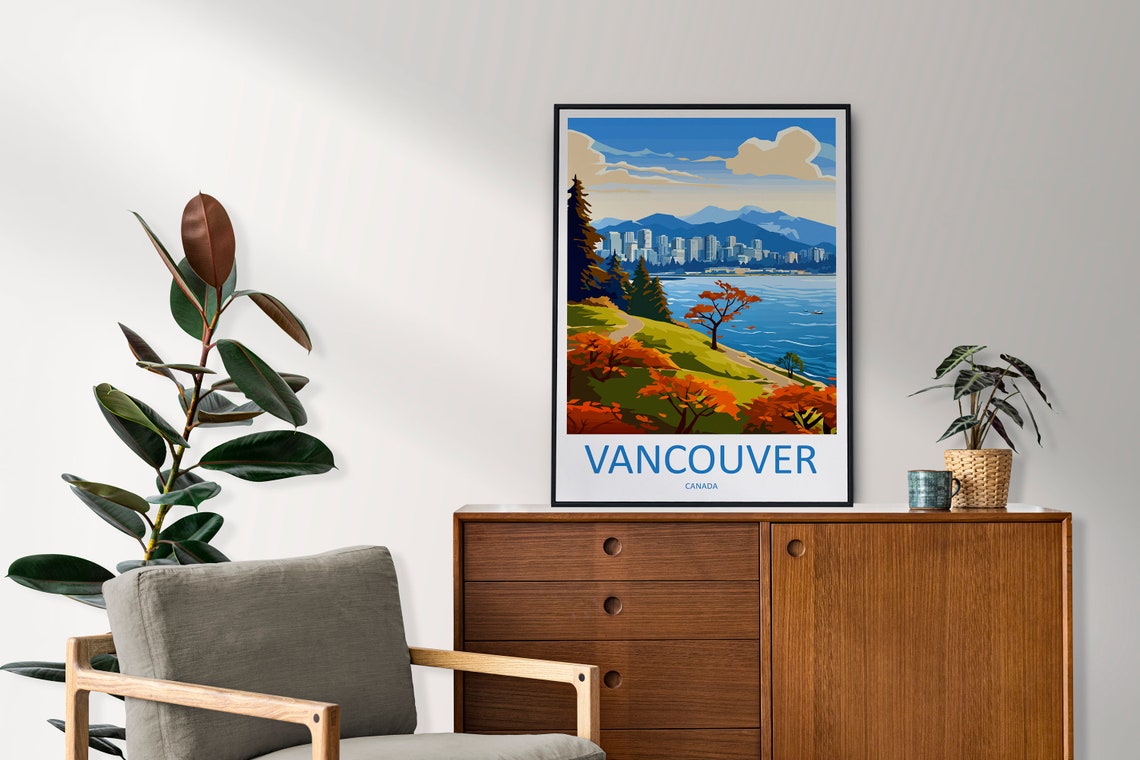 Vancouver Canada Skyline Across Sparkling Water Autumn Colors Poster - Image 2
