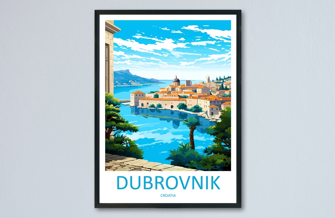 Dubrovnik Croatia Old Town Harbor Rooftops Blue Adriatic Sea Poster