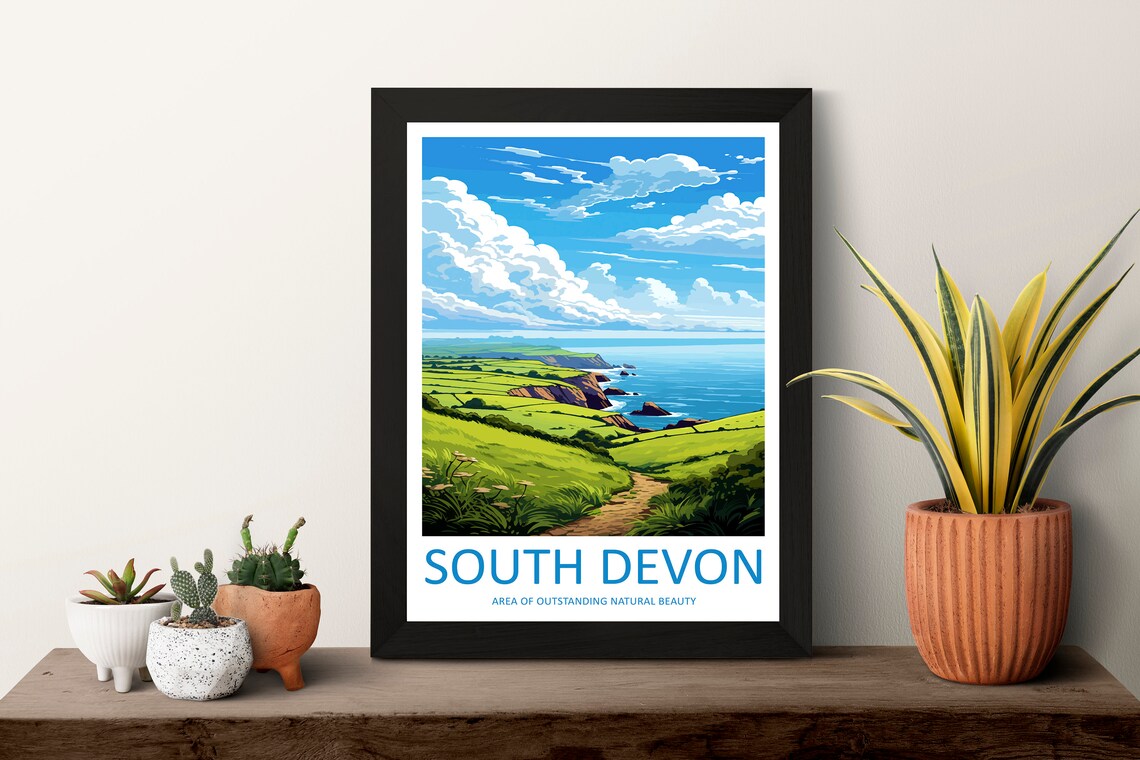 South Devon Travel Poster, AONB Wall Art - Image 3