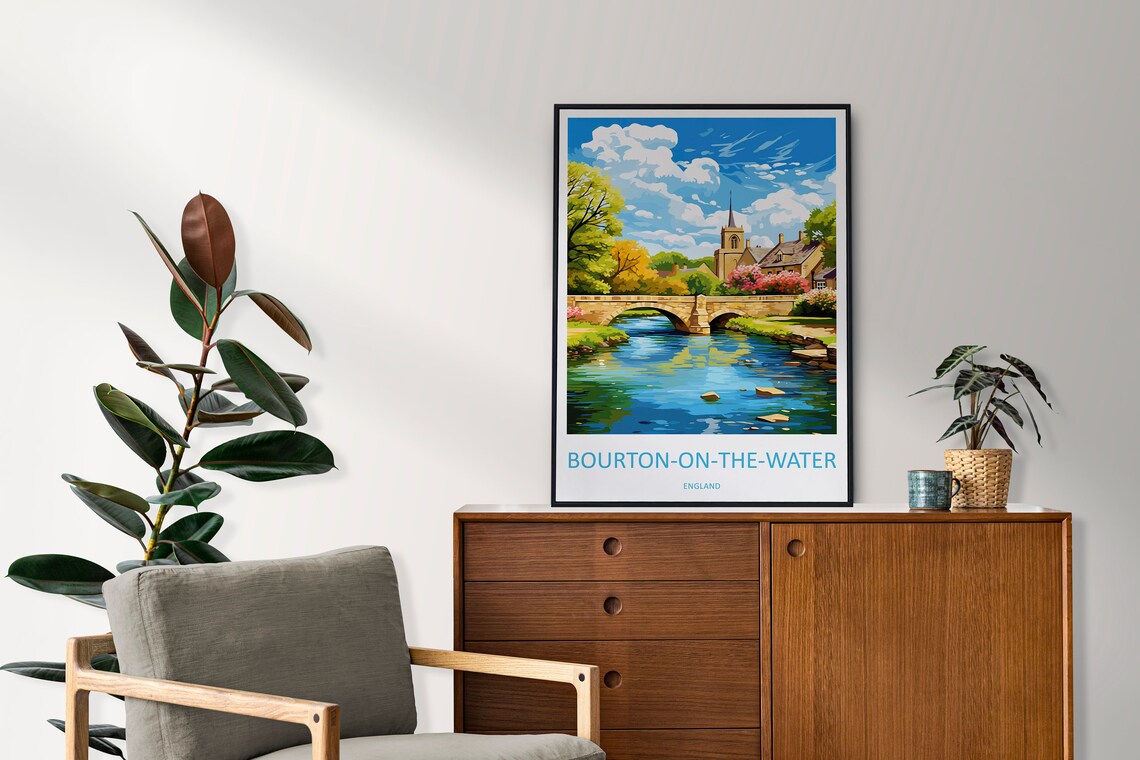 Bourton on the Water England Stone Bridge Cotswolds Village Poster - Image 2