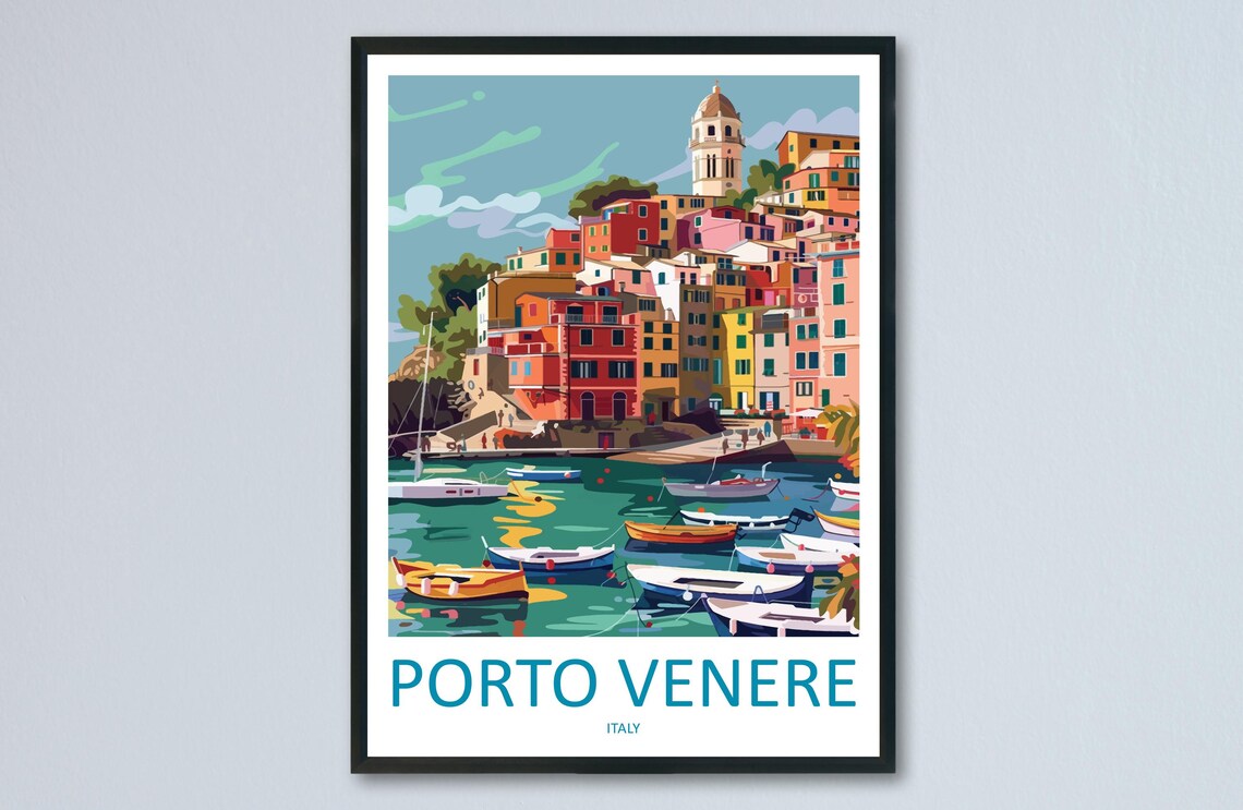 Porto Venere Travel Poster, Italy Wall Art Print