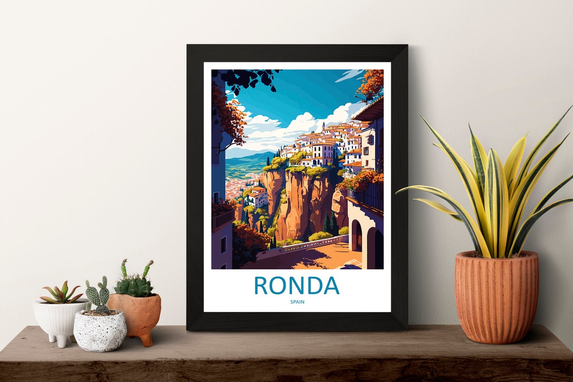 Ronda White Cliff-Top Town over Dramatic El Tajo Gorge Spain Poster - Image 3