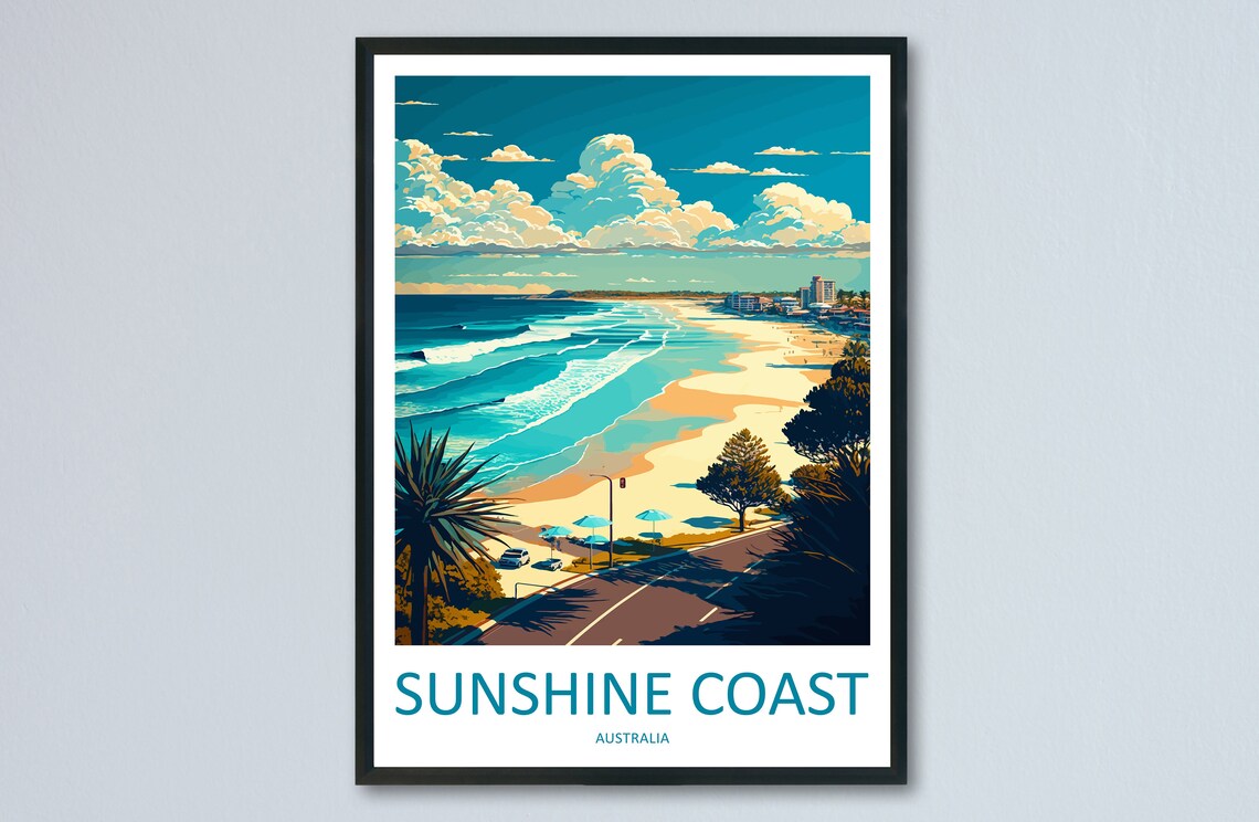 Sunshine Coast Travel Poster, Australia Travel Art