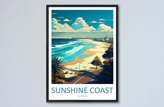 Sunshine Coast Travel Poster, Australia Travel Art