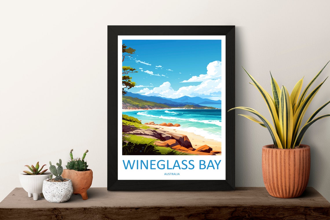 Wineglass Bay Tasmania Australia Beach Mountain Travel Poster - Image 3