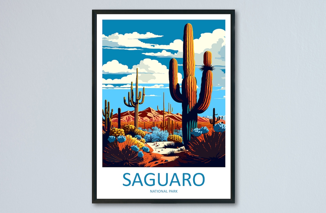 Saguaro National Park Travel Poster, Arizona Art