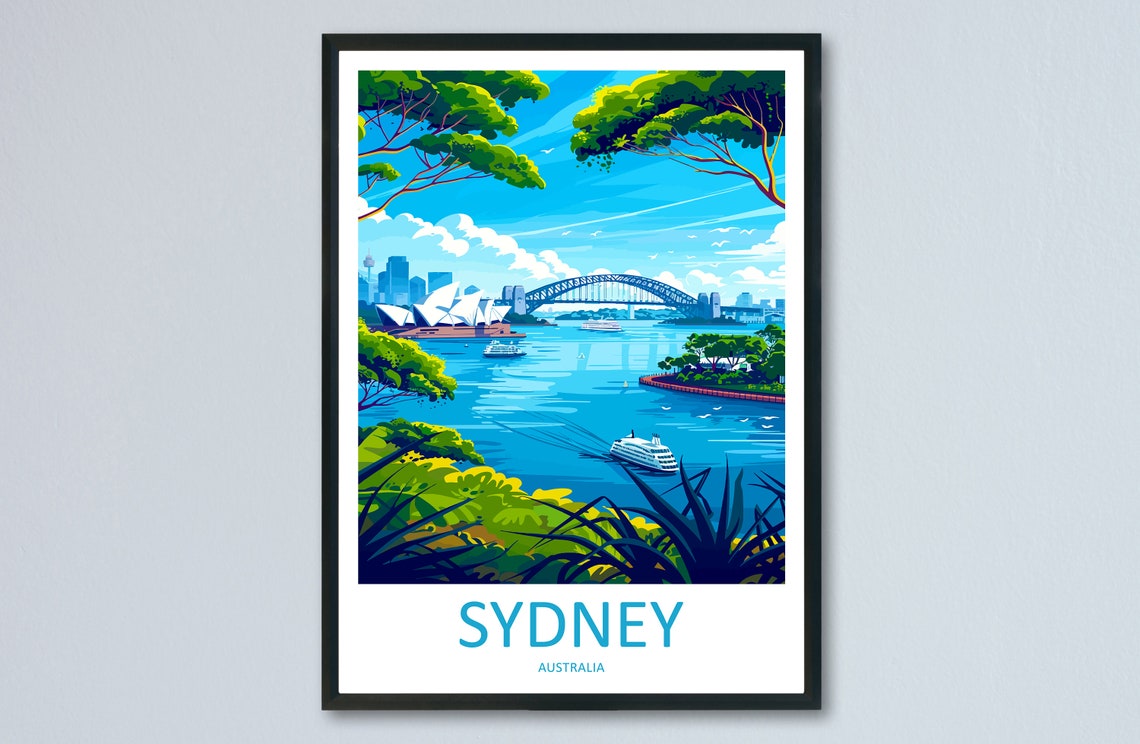 Sydney Australia Harbour Opera House Bridge Daytime View Poster