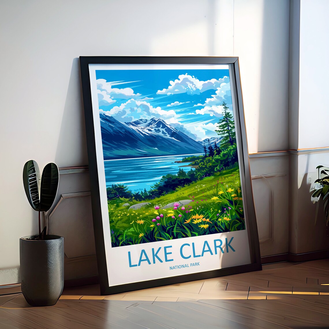 Lake Clark Wildflower Meadow Alaska National Park Art Poster - Image 2