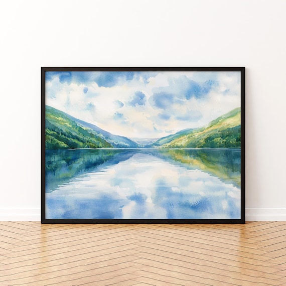 Loch Ness Scotland Watercolor Travel Poster, Highland
