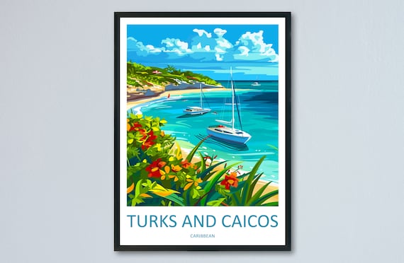 Turks And Caicos Islands Travel Poster, Caribbean Decor