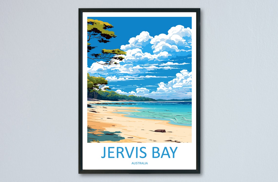 Jervis Bay Australia White Sand Beach Bush Scene Travel Poster