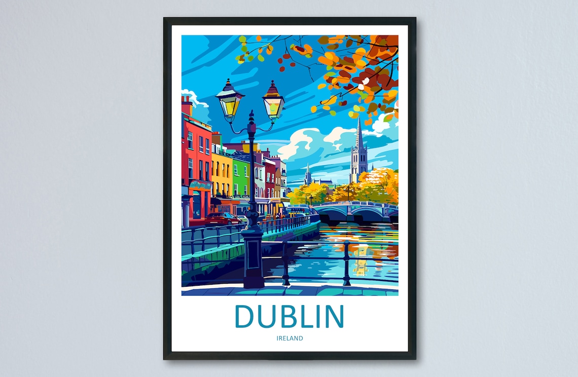 Dublin Skyline Art Print, Ireland City Decor