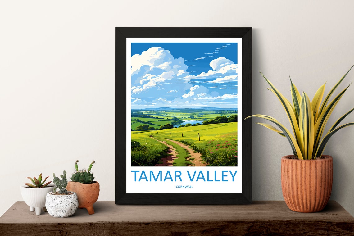 Tamar Valley Cornwall Rolling Hills Country Path Travel Poster - Image 3