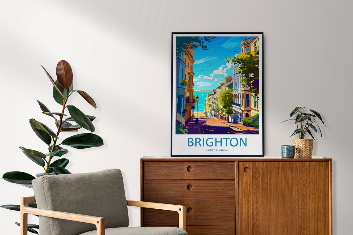 Brighton United Kingdom Seaside Street Ocean View Travel Poster - Image 3