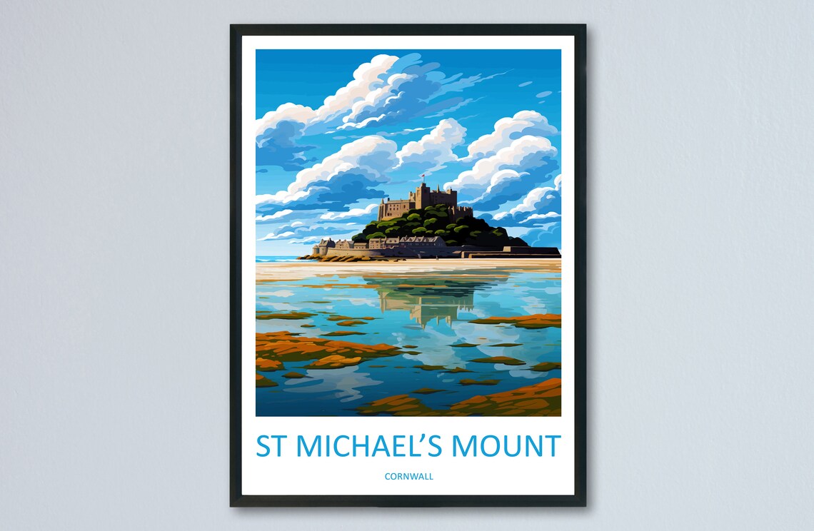 St Michaels Mount Travel Print, Cornwall Wall Art