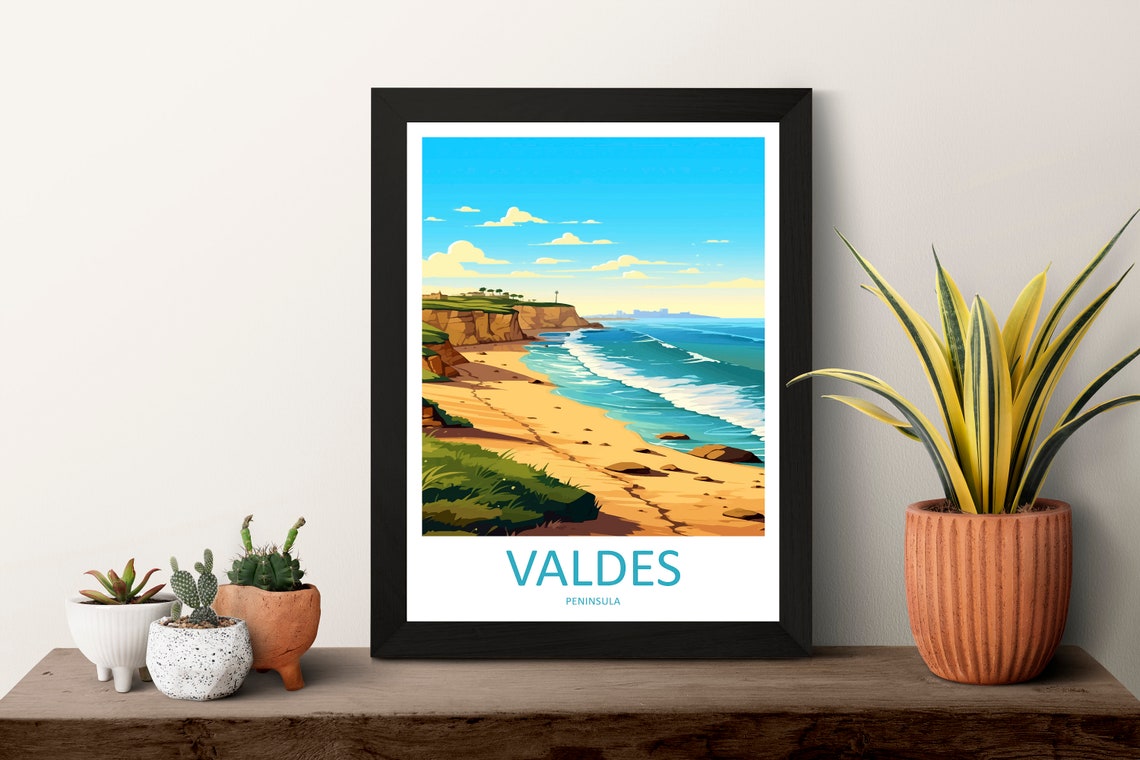 Valdes Peninsula Sandy Beach Turquoise Surf Travel Art Poster - Image 3