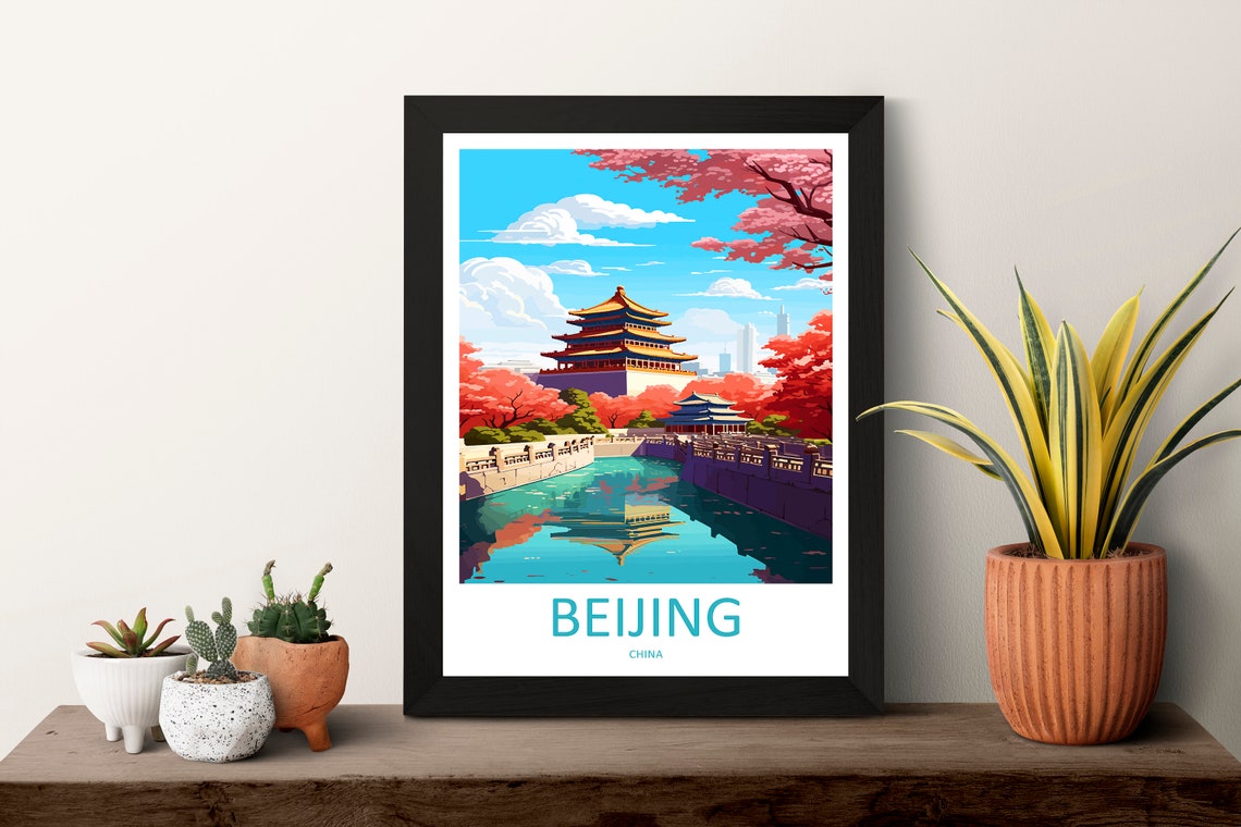 Beijing China Imperial Palace Cherry Blossom Canal Travel Poster - Image 3