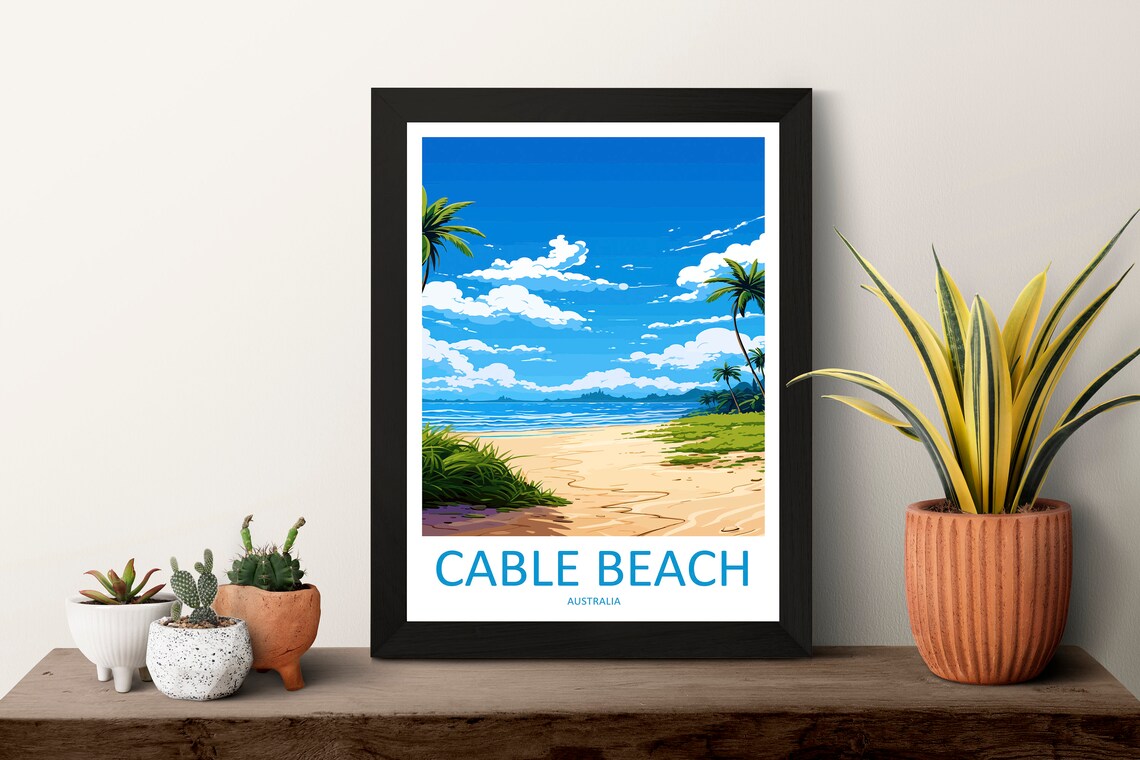 Cable Beach Palm Trees Tropical Shore Australia Travel Poster - Image 3