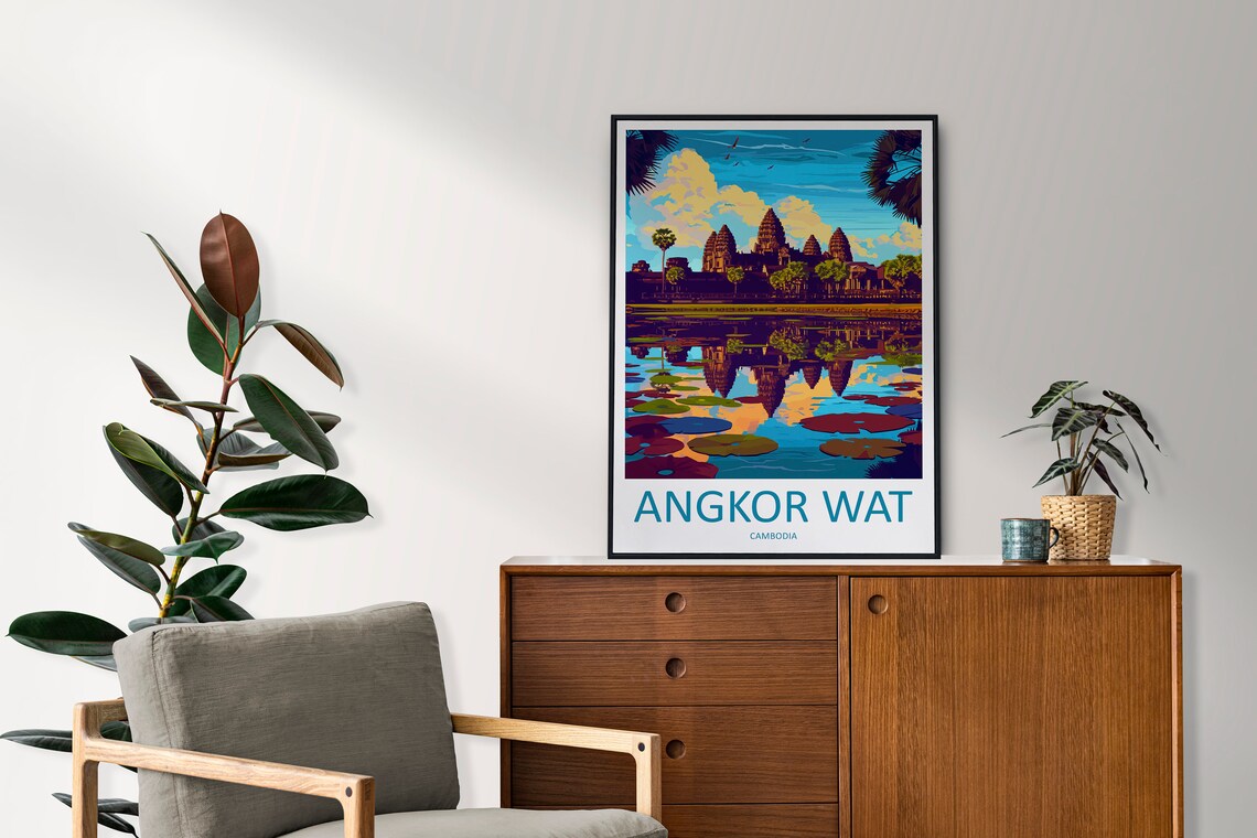 Angkor Wat Travel Poster, Cambodia Landmark Art - Image 2