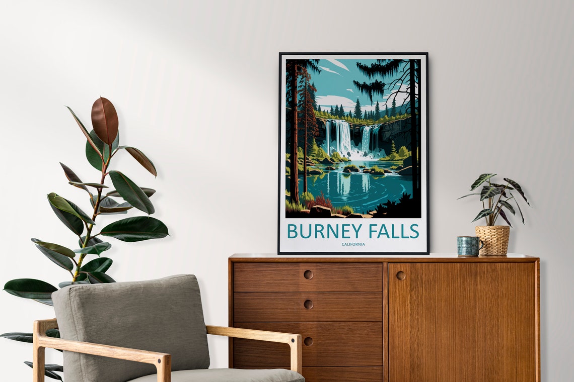 Burney Falls California Forest Waterfall Cascades Pine Grove Poster - Image 2