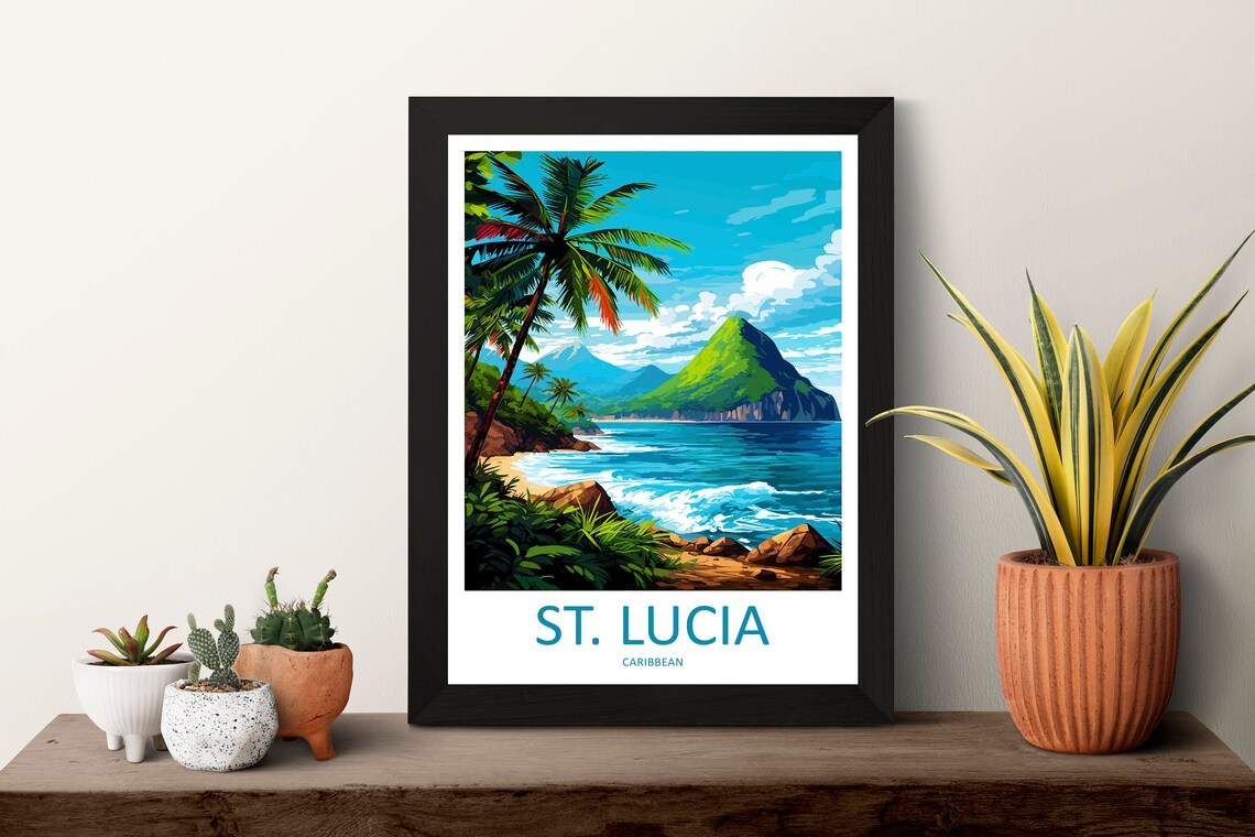 Saint Lucia Travel Poster, Caribbean Wall Art Print - Image 3