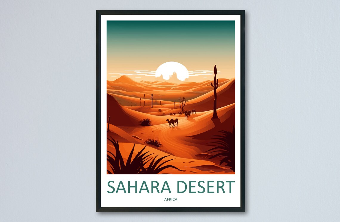 Sahara Desert Travel Poster, Africa Wall Art