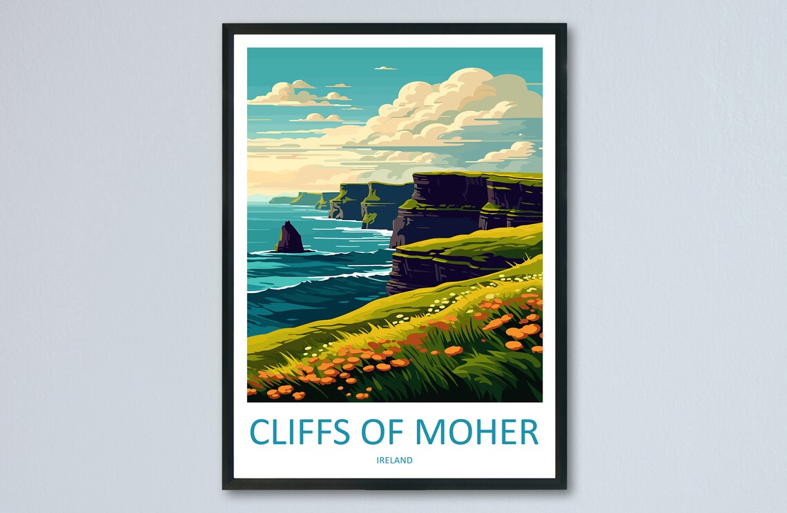 Cliffs Of Moher Travel Poster, Ireland Landscape
