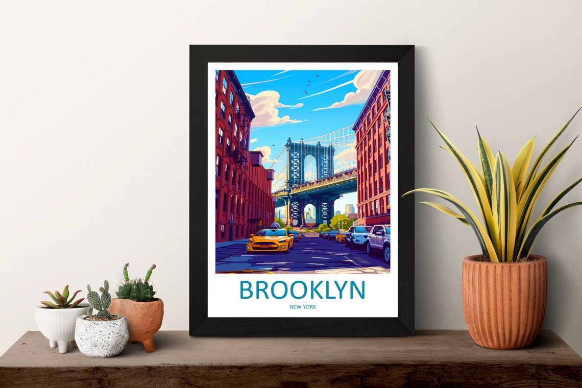 Brooklyn Manhattan Bridge Dumbo View Illustrated Travel Poster - Image 3