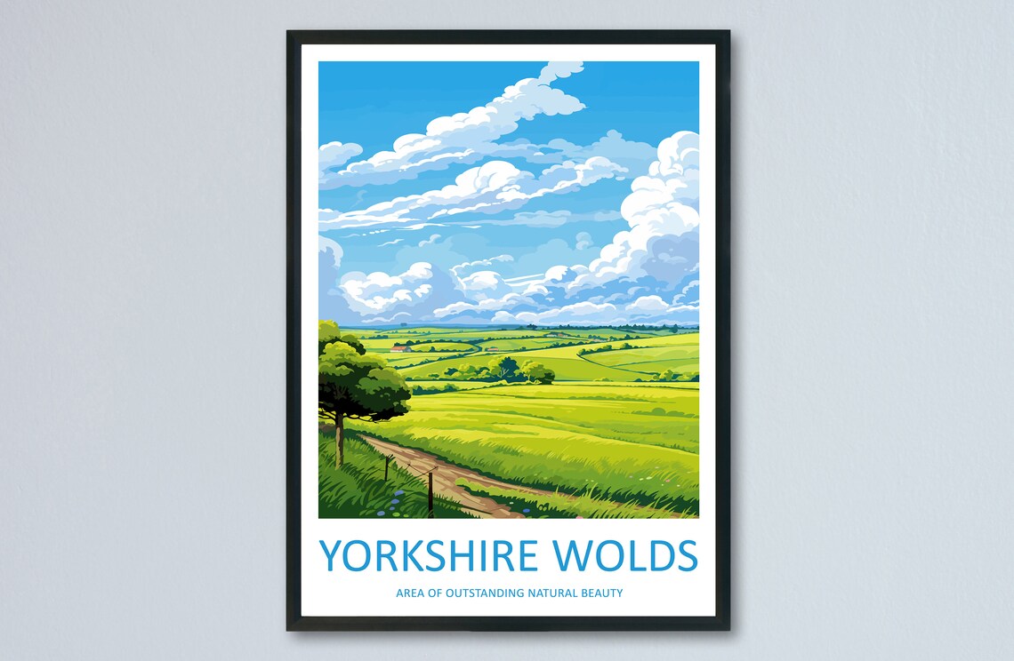 Yorkshire Wolds Rolling Green Hills and a Winding Country Lane Poster