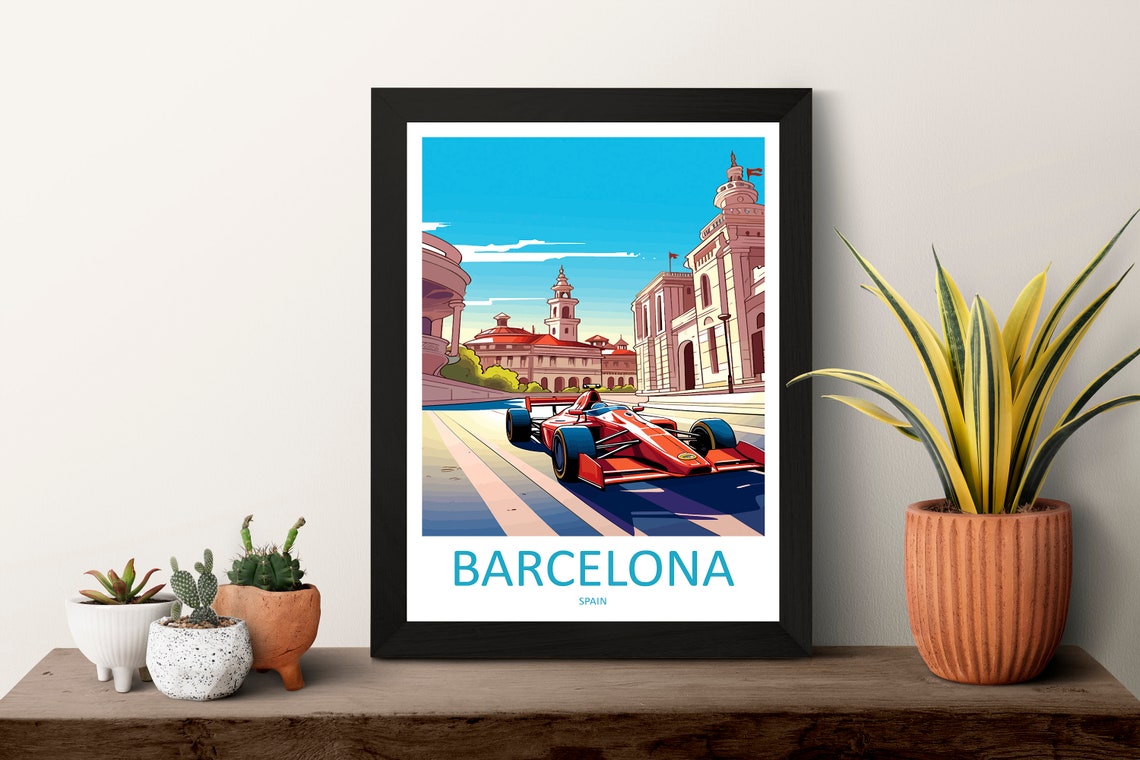 Barcelona Travel Print Wall Decor Barcelona Circuit Poster Motorsport Travel Print Art Print Racing Illustration Spain Race Car Travel Art - Image 3