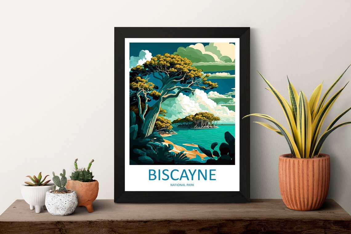Biscayne National Park Florida Coastal Mangrove Vintage Travel Poster - Image 3