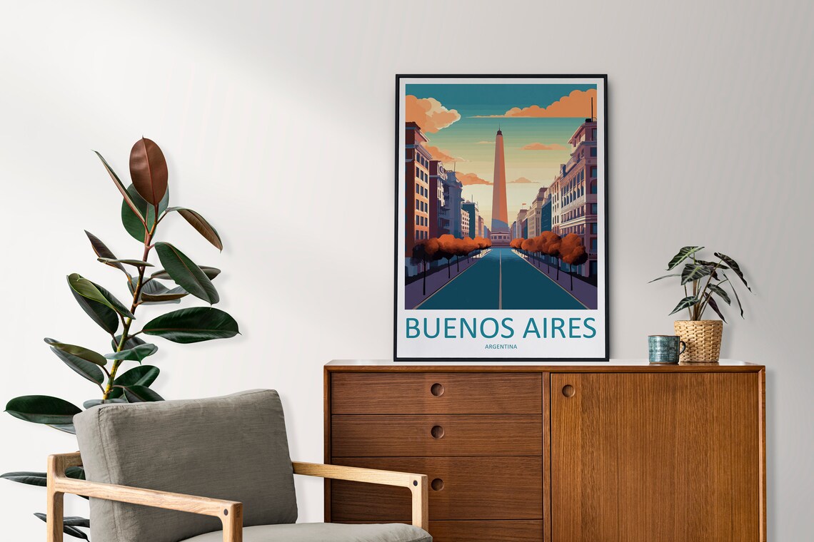 Buenos Aires Argentina Obelisk Grand Avenue at Sunset Poster - Image 2