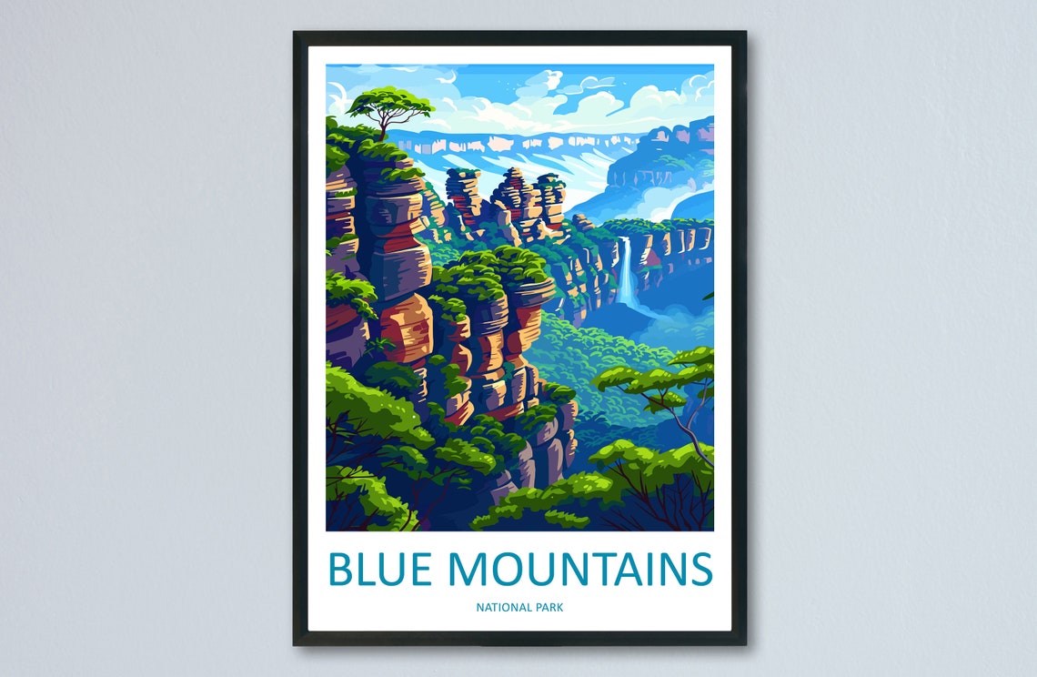 Blue Mountains Australia Dramatic Sandstone Cliffs Valley View Poster