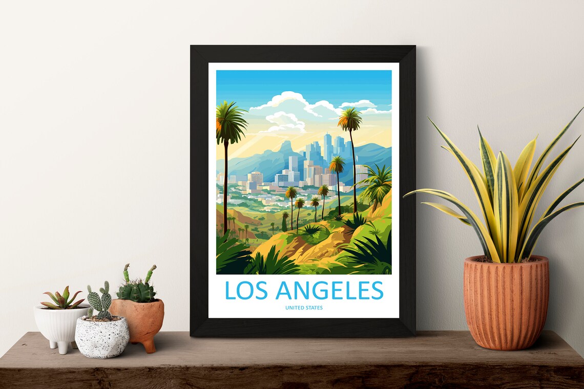 Los Angeles Travel Print Wall Art Los Angeles Wall Hanging Home Dcor Los Angeles Gift Art Lovers California Art Lover Gift Los Angeles Deco - Image 3