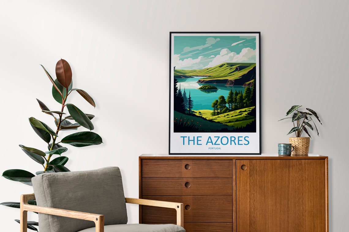 The Azores Travel Print Wall Art The Azores Wall Hanging Home Dcor The Azores Gift Art Lovers Portugal Art Lover Gift The Azores Wall Dcor - Image 2