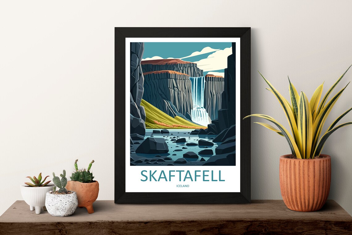 Skaftafell Travel Print, Iceland Waterfall Art Print - Image 3