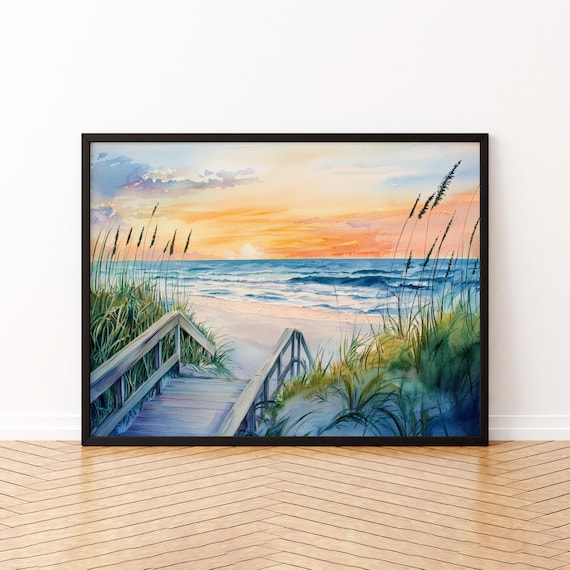 Vero Beach Florida Watercolor Travel Poster, Seaside