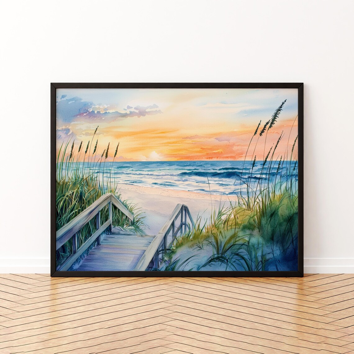 Vero Beach Florida Watercolor Travel Poster, Seaside